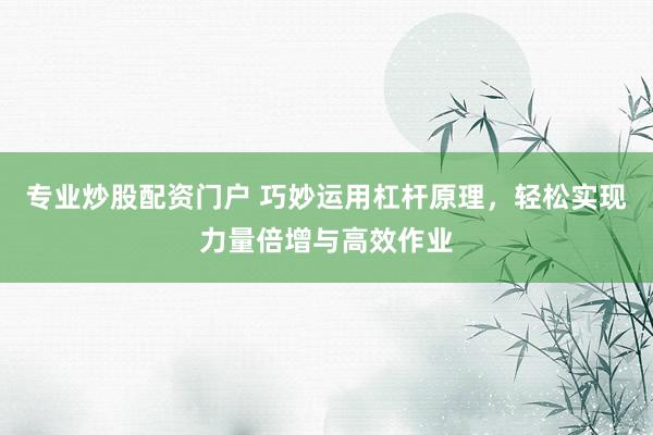 专业炒股配资门户 巧妙运用杠杆原理，轻松实现力量倍增与高效作业