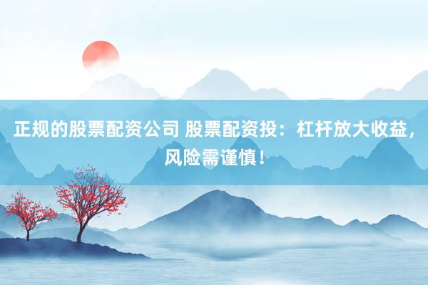 正规的股票配资公司 股票配资投：杠杆放大收益，风险需谨慎！