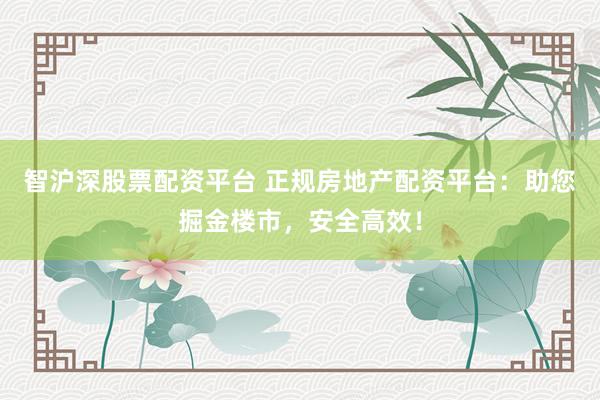 智沪深股票配资平台 正规房地产配资平台：助您掘金楼市，安全高效！