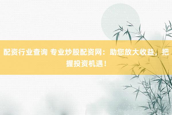 配资行业查询 专业炒股配资网：助您放大收益，把握投资机遇！