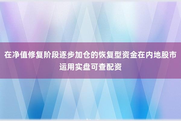 在净值修复阶段逐步加仓的恢复型资金在内地股市运用实盘可查配资