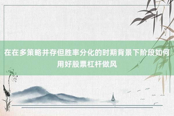 在在多策略并存但胜率分化的时期背景下阶段如何用好股票杠杆做风