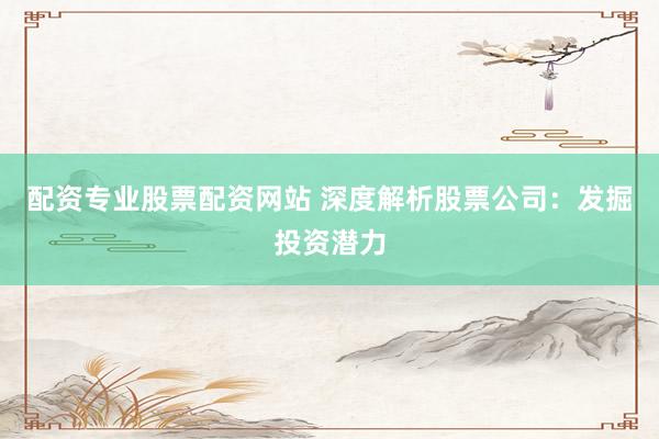 配资专业股票配资网站 深度解析股票公司：发掘投资潜力